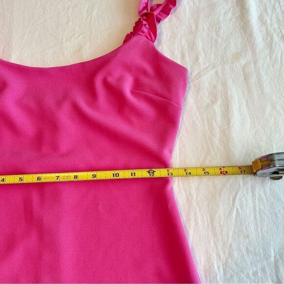 Pink Bodycon Dress Juniors Size 7/8 Pink Ruffle Straps and Zipper Holiday Ready - Picture 6 of 8